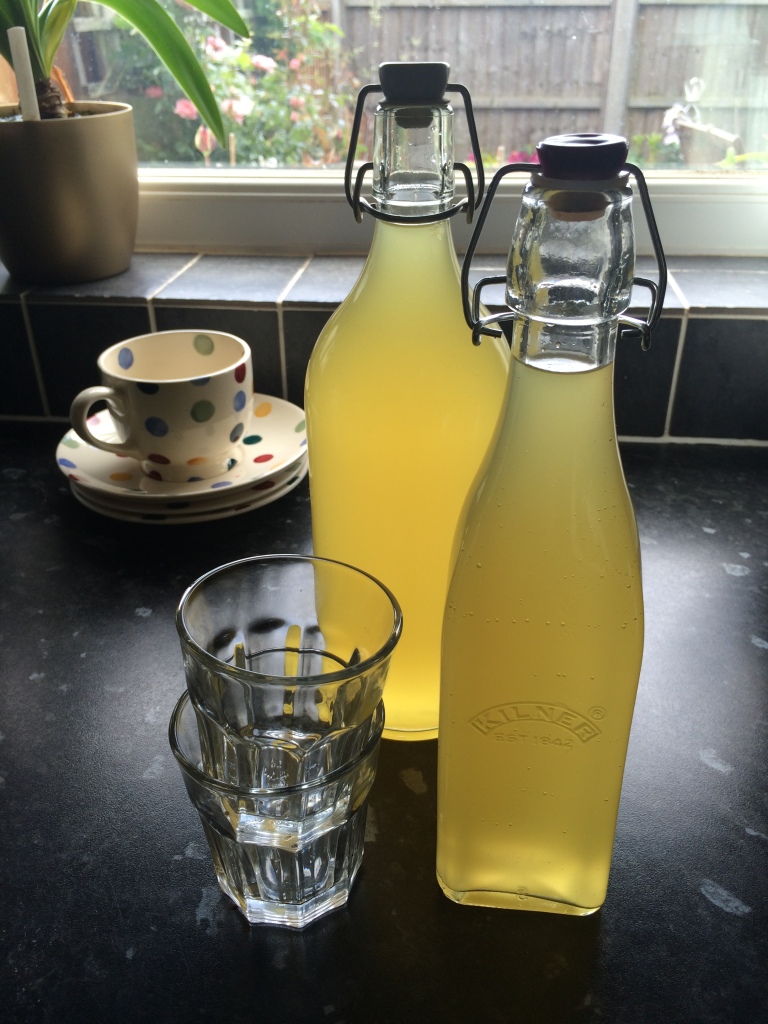Elderflower Cordial all bottled up and ready for drinking!